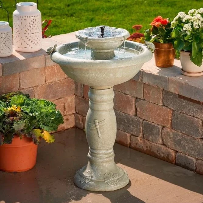 2-Tier Solar Fountain Bird Bath- Country Gardens 3 2-Tier Solar Fountain Bird Bath- Country Gardens
