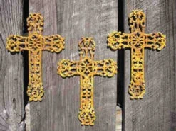 Cast Iron Crosses Set Of 3-Antique And Verde Finish -Koziol Houses Shop 3verdicross 4