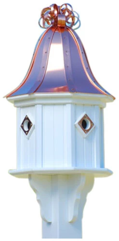 Copper Roof Birdhouse 34x14 Ribbon Detail 4 Portals 8 Copper Roof Birdhouse 34x14 Ribbon Detail 4 Portals -Koziol Houses Shop BH14 4CP BC CURLY