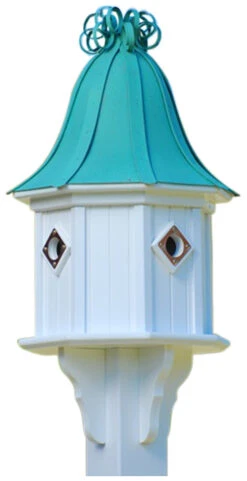Copper Roof Birdhouse 34x14 Ribbon Detail 4 Portals 9 Copper Roof Birdhouse 34x14 Ribbon Detail 4 Portals -Koziol Houses Shop BH14 4CP PC CURLY