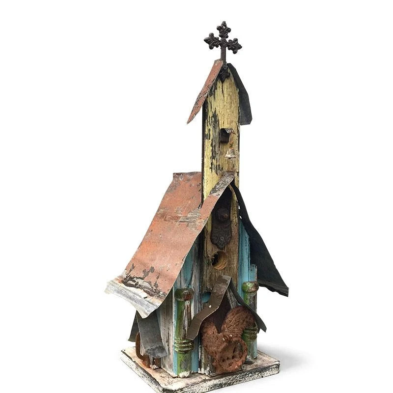 Barn Wood & Tin Church Birdhouses 8 Barn Wood & Tin Church Birdhouses - Image 6