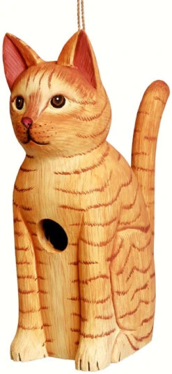 Cat Sitting Wooden Birdhouse