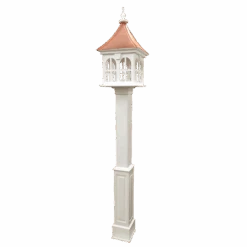 Copper Roof Vinyl/PVC Bird Feeder With Double Window- 29x14 -Koziol Houses Shop Copper Roof Birdfeeder on lamp post