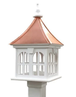 Copper Roof Vinyl/PVC Bird Feeder With Double Window- 29x14 -Koziol Houses Shop Copper Roof Bird Feeder Windows