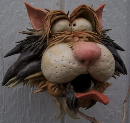 Zany Cat-4 Ceramic Birdhouse 3 Zany Cat-4 Ceramic Birdhouse