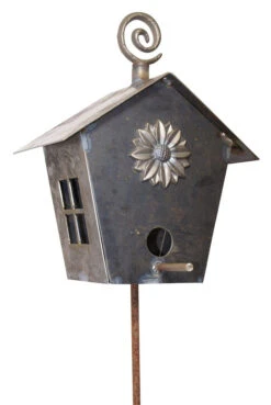 Hand Forged Birdhouse On Stake