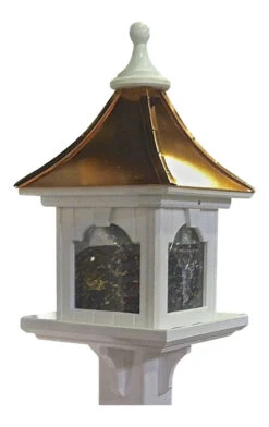 Copper Roof Bird Feeder Large Capacity With Post Mount
