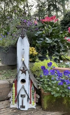 Rustic Church Birdhouses- Medium -Koziol Houses Shop Rustic Church Birdhouse 3