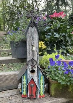 Rustic Church Birdhouses- Medium -Koziol Houses Shop Rustic Church Birdhouse 5
