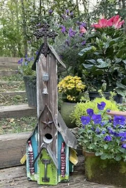 Rustic Church Birdhouses- Medium -Koziol Houses Shop Rustic Church Birdhouse 7