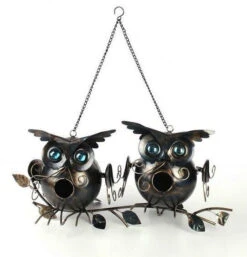 Two Owls On Branch Birdhouse