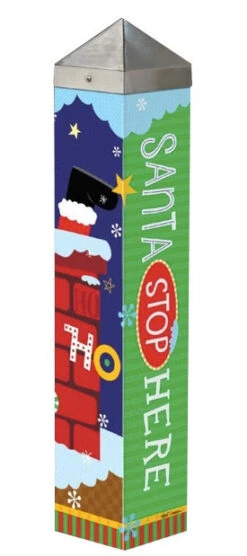 Holiday Garden Art Poles 20-inch -Koziol Houses Shop Santa Stops Here Art Pole