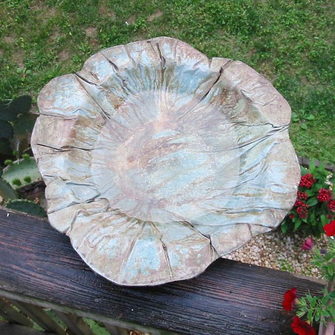 Large Ground Bird Bath- Organic Patina 4 Large Ground Bird Bath- Organic Patina - Image 2