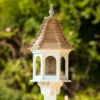 Gazebo Bird Feeder-Vinyl With Cypress Roof 12x28 -Koziol Houses Shop Vinyl Gazebo Bird Feeder Post Mount