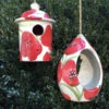 Ceramic Birdhouse And Feeder Gift Set -Koziol Houses Shop ceramic birdhouse bird feeder gift set red