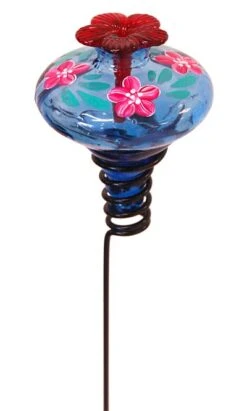 Hand Painted Glass Hummingbird Feeder -Koziol Houses Shop hand painted staked hummingbird feeder