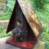 Log Front & Tin Barn Wood Birdhouse-Red -Koziol Houses Shop log front rustic red birdhouse