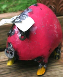 Large Pig Yard Art -Koziol Houses Shop pink metal pig