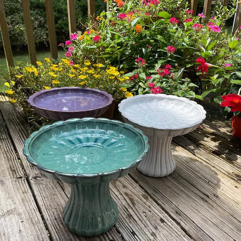 Short Ceramic Pedestal Bird Bath 3 Short Ceramic Pedestal Bird Bath