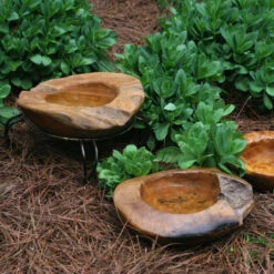 Teak Bird Bath, Deck-Mount Or Ground 2 Sizes -Koziol Houses Shop small teak bath ground